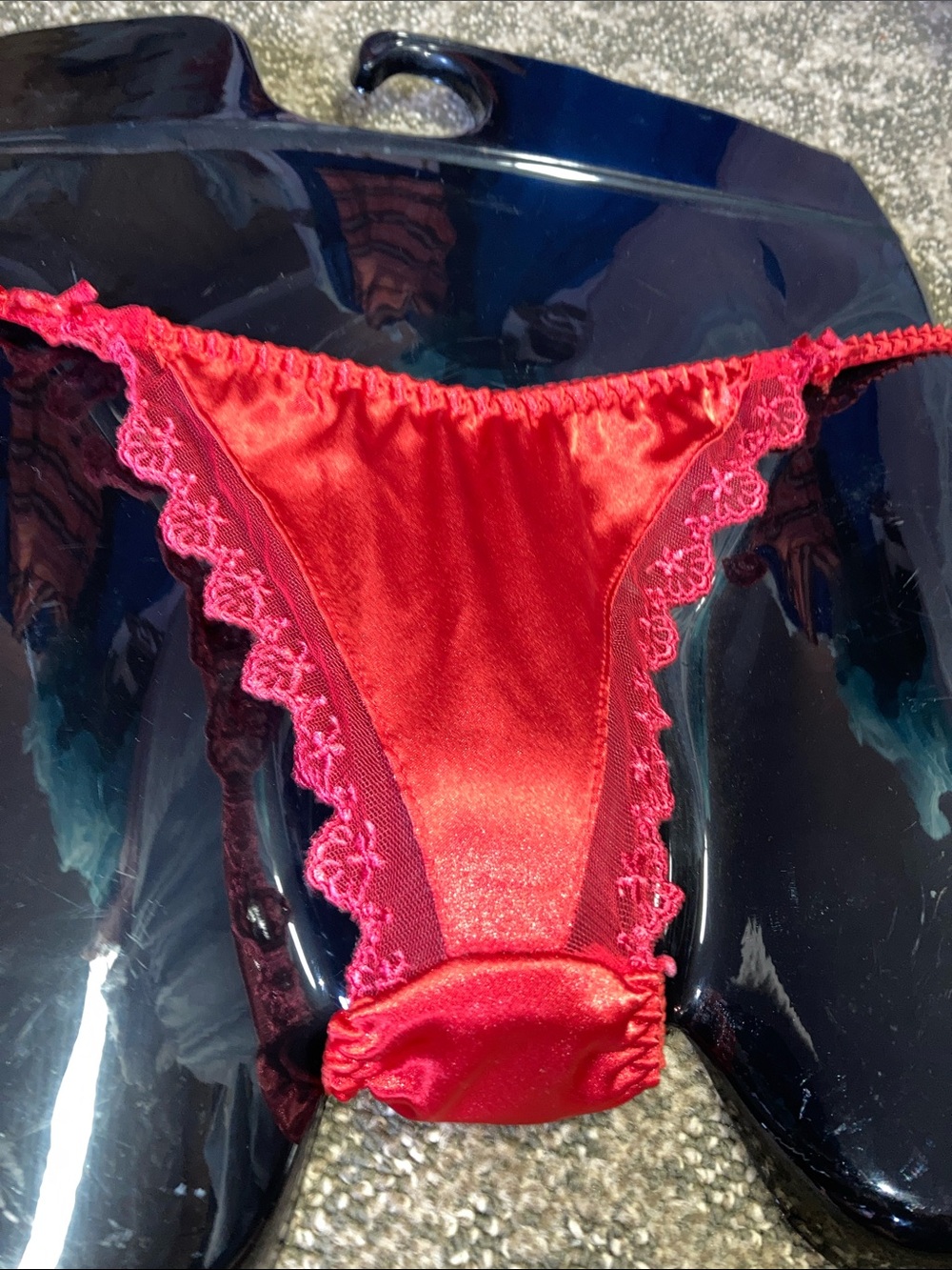 Classified Vtg String liquid satin bikini panties shiny mirror smooth s/m/l - Picture 3 of 9
